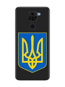 Матовий чорний чохол на Xiaomi Redmi Note 9 :: Тризуб Україна (принт 256)