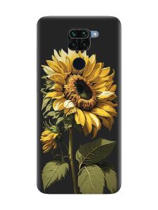 Матовий чорний чохол на Xiaomi Redmi Note 9 :: Соняшник (принт 274)