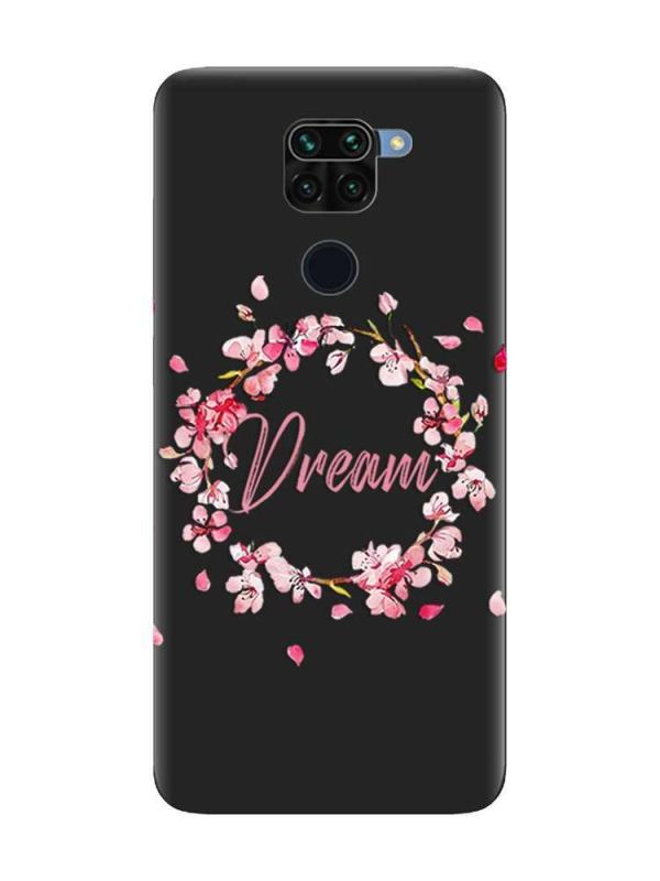Матовий чорний чохол на Xiaomi Redmi Note 9 :: Віночок з сакури (принт 284)