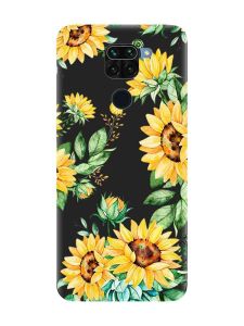 Матовий чорний чохол на Xiaomi Redmi Note 9 :: Соняхи (принт 288)