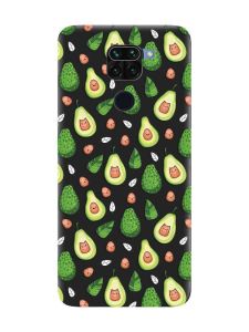 Матовий чорний чохол на Xiaomi Redmi Note 9 :: Авокадо з котиками (принт 301)