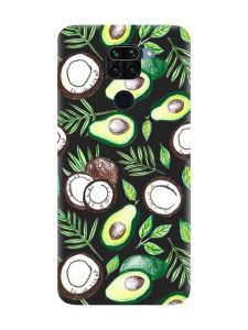 Матовий чорний чохол на Xiaomi Redmi Note 9 :: Авокадо і кокос (принт 303)