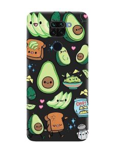 Матовий чорний чохол на Xiaomi Redmi Note 9 :: Милі авокадо каваї (принт 305)