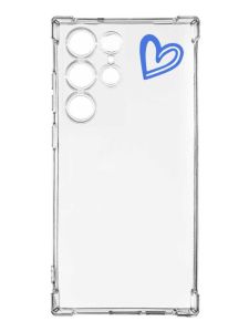 Чохол з потовщеними кутами на Samsung Galaxy S23 Ultra :: Сердечко синє (принт 48)