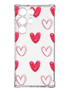 Чохол з потовщеними кутами на Samsung Galaxy S23 Ultra :: Сердечка червоні (принт 77)