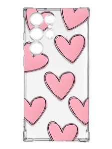 Чохол з потовщеними кутами на Samsung Galaxy S23 Ultra :: Сердечка рожеві (принт 78)