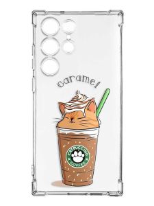 Чохол з потовщеними кутами на Samsung Galaxy S23 Ultra :: Капучіно котик (принт 97)