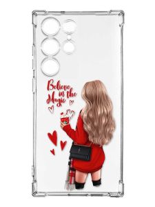 Чохол з потовщеними кутами на Samsung Galaxy S23 Ultra :: Дівчина з кавою (принт 137)