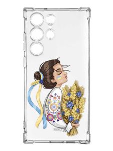 Чохол з потовщеними кутами на Samsung Galaxy S23 Ultra :: Українка з колосками (патріотичний принт 172)