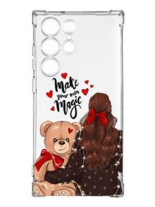 Чохол з потовщеними кутами на Samsung Galaxy S23 Ultra :: Дівчина з ведмедиком (принт 188)