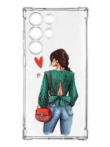 Чохол з потовщеними кутами на Samsung Galaxy S23 Ultra :: Дівчина в зеленому (принт 224)
