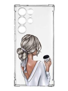Чохол з потовщеними кутами на Samsung Galaxy S23 Ultra :: Дівчина з латте (принт 227)