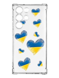 Чохол з потовщеними кутами на Samsung Galaxy S23 Ultra :: Сердечка. Україна (принт 258)