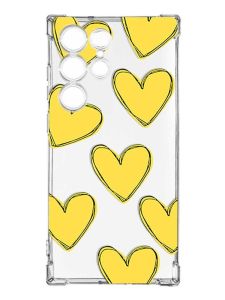 Чохол з потовщеними кутами на Samsung Galaxy S23 Ultra :: Сердечка жовті (принт 259)