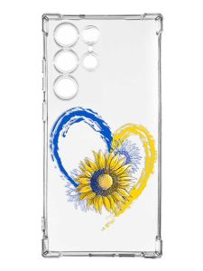 Чохол з потовщеними кутами на Samsung Galaxy S23 Ultra :: Серце з соняхом. Україна (принт 260)