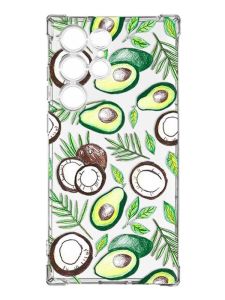 Чохол з потовщеними кутами на Samsung Galaxy S23 Ultra :: Авокадо і кокос (принт 303)