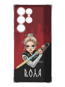 Чохол з потовщеними кутами на Samsung Galaxy S23 Ultra :: Українська захисниця (патріотичний принт 171)