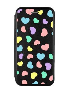 Чохол-книжка з малюнком для Samsung Galaxy M33 5G Чорний :: Різнокольорові сердечка (принт 335)