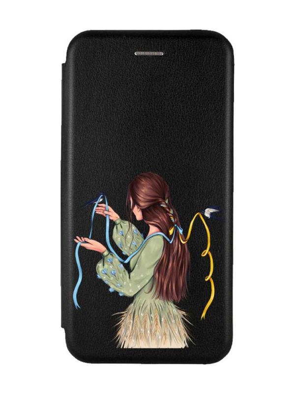 Чохол-книжка з малюнком для Samsung Galaxy M33 5G Чорний :: Дівчина з ластівками (принт 16)