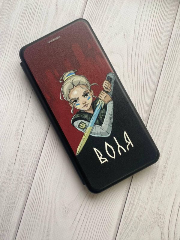 Чохол-книжка з малюнком для Xiaomi Redmi Note 11T Чорний :: Українська захисниця (принт 171)