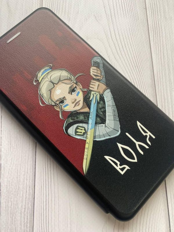 Чохол-книжка з малюнком для Samsung Galaxy A23 Чорний :: Українська захисниця (принт 171)
