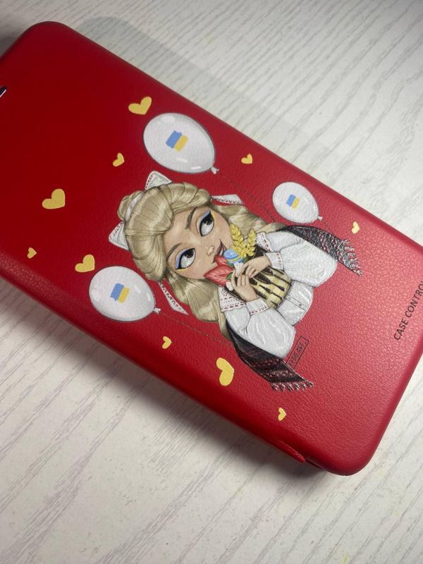 Чохол-книжка з малюнком для Xiaomi Redmi 8A Червоний; Українка з солодощами (принт 175)