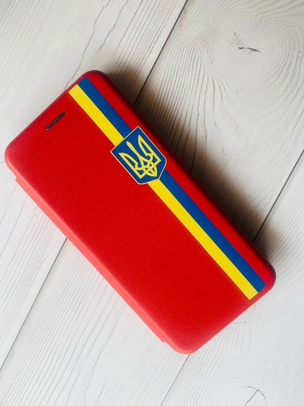 Чохол-книжка з малюнком для Xiaomi Redmi Note 8 Pro Червоний; Стрічка Україна (принт 253)