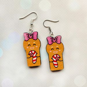 Сережки новорічні Пряник (основа американський горіх)