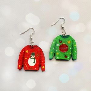 Сережки новорічні Светри (основа американський горіх)