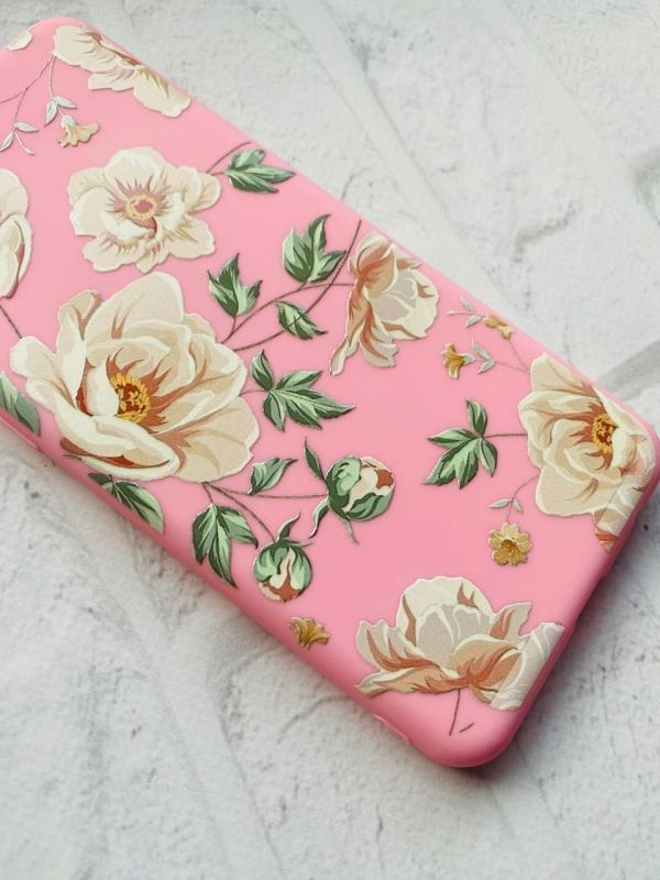Матовий рожевий чохол на Xiaomi Redmi 7A :: Квіти пастельні (принт 277)