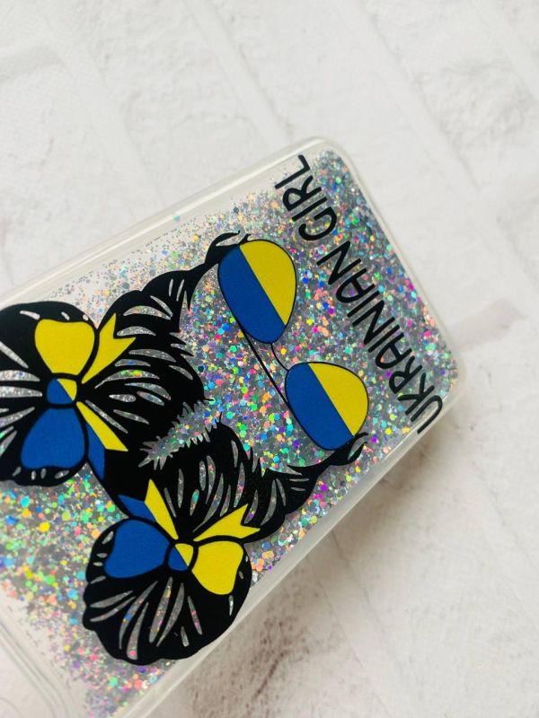Чохол з плаваючими блискітками для Samsung Galaxy А30 (2019) А305 / A20 Срібний :: Українська дівчина (принт 113)