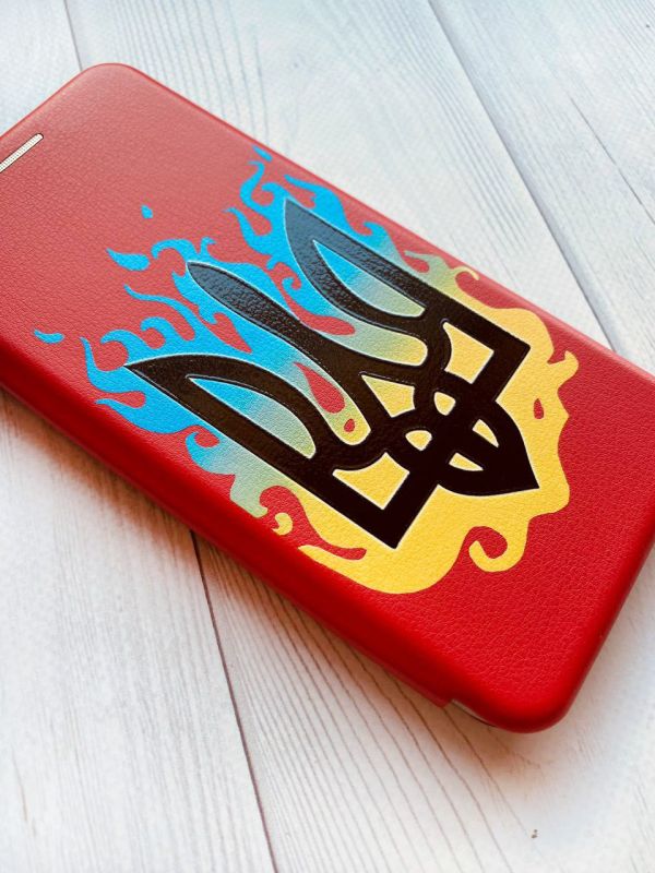 Чохол-книжка з малюнком для Xiaomi Redmi 9C/10A Червоний :: Тризуб Полум'я (принт 257)