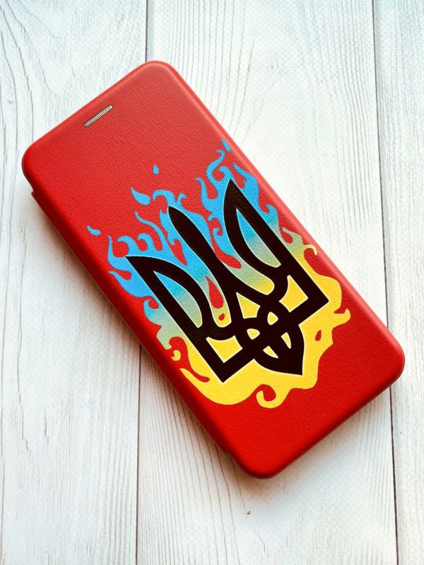 Чохол-книжка з малюнком для Xiaomi Redmi Note 8 Pro Червоний :: Тризуб Полум'я (принт 257)