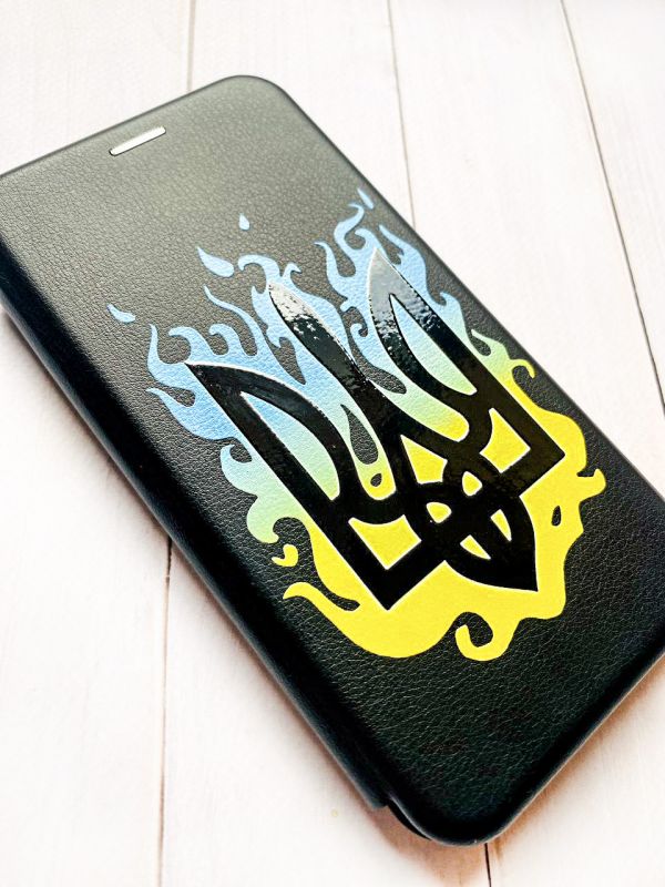 Чохол-книжка з малюнком для Samsung Galaxy A50 (2019) A505/A30s Чорний :: Тризуб Полум'я (принт 257)