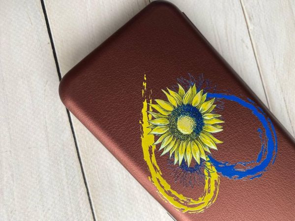 Чохол-книжка з малюнком для Samsung Galaxy J7(2016) J710 Бордовий :: Серце з соняхом (принт 260)