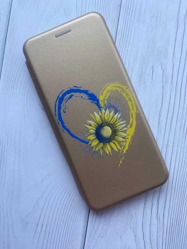 Чохол-книжка з малюнком для Xiaomi Redmi Note 8 Pro Золотий :: Серце з соняхом (принт 260)