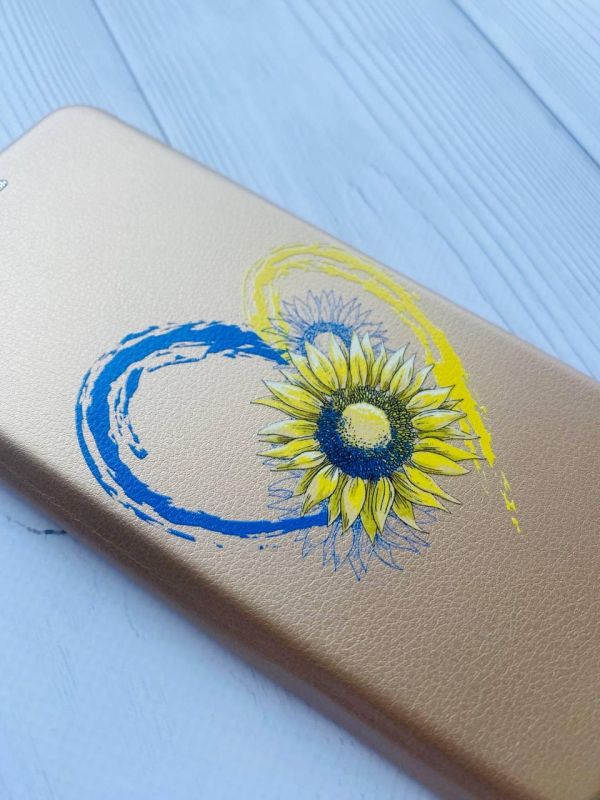 Чохол-книжка з малюнком для Samsung Galaxy A32 Золотий :: Серце з соняхом (принт 260)