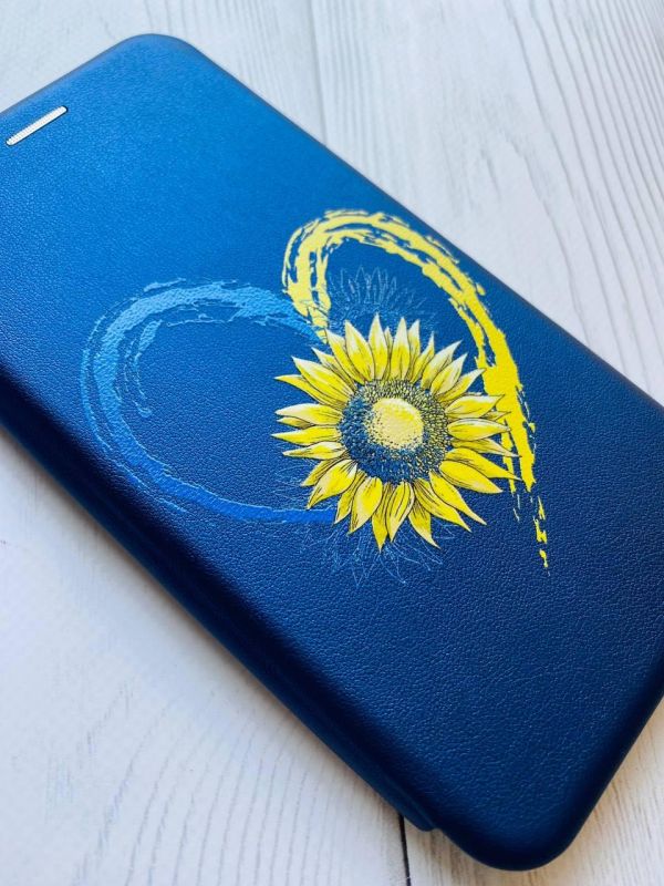 Чохол-книжка з малюнком для Samsung Galaxy A10 (2019) A105 Синій :: Серце з соняхом (принт 260)