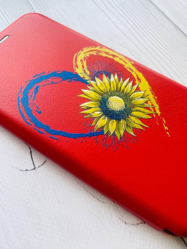Чохол-книжка з малюнком для Xiaomi Redmi Note 8T Червоний :: Серце з соняхом (принт 260)
