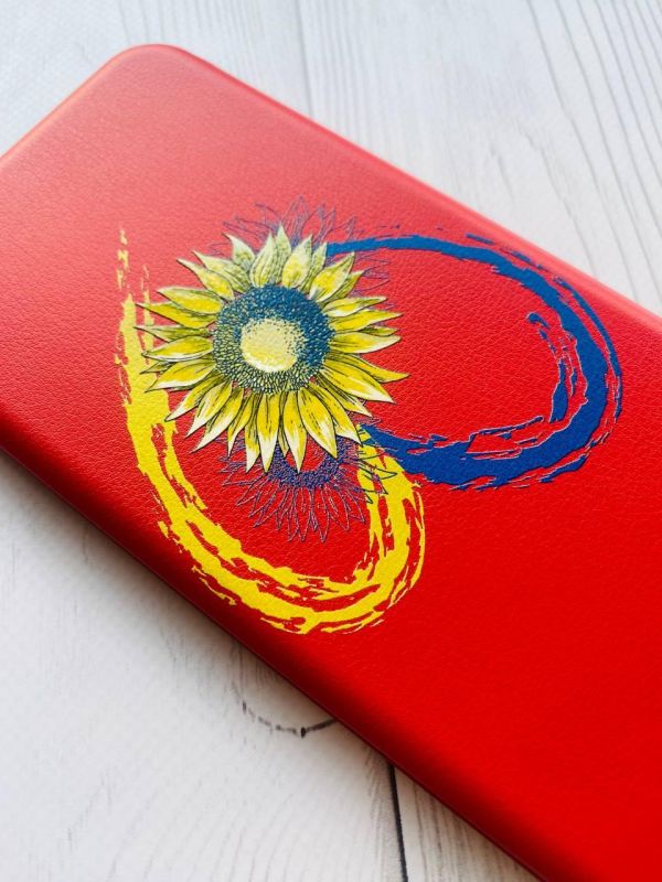 Чохол-книжка з малюнком для Xiaomi Redmi Note 8T Червоний :: Серце з соняхом (принт 260)