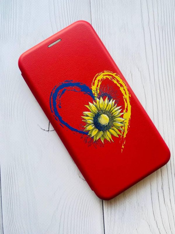 Чохол-книжка з малюнком для Xiaomi Redmi Note 8T Червоний :: Серце з соняхом (принт 260)