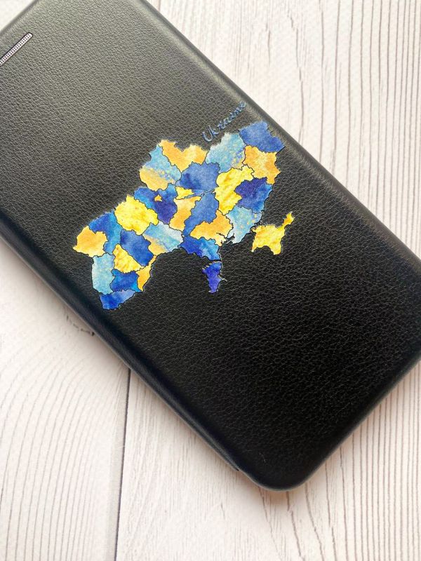 Чохол-книжка з малюнком для Samsung Galaxy A14 5G Чорний :: Карта України (принт 261)