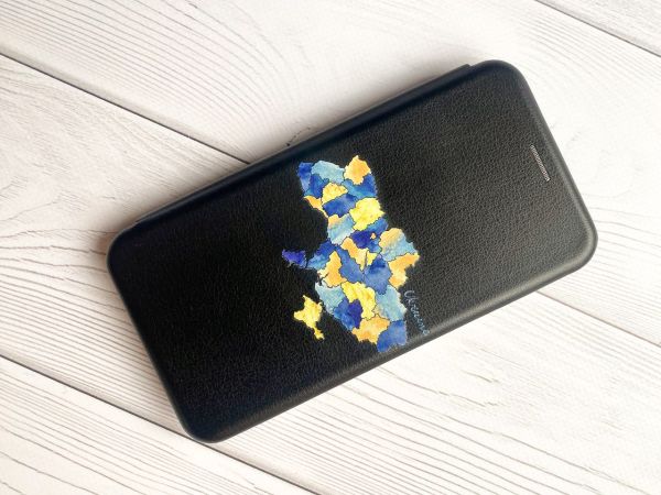 Чохол-книжка з малюнком для Xiaomi Redmi 8A Чорний :: Карта України (принт 261)