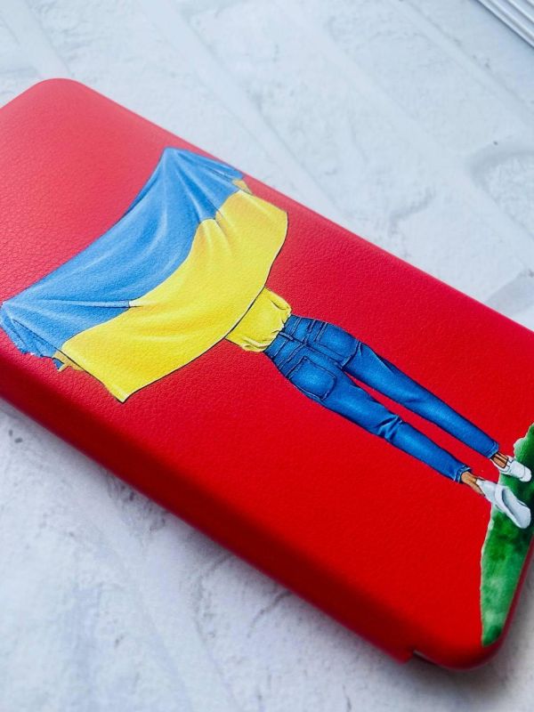 Чохол-книжка з малюнком для Xiaomi Redmi 8A Червоний :: Дівчина з прапором (принт 263)