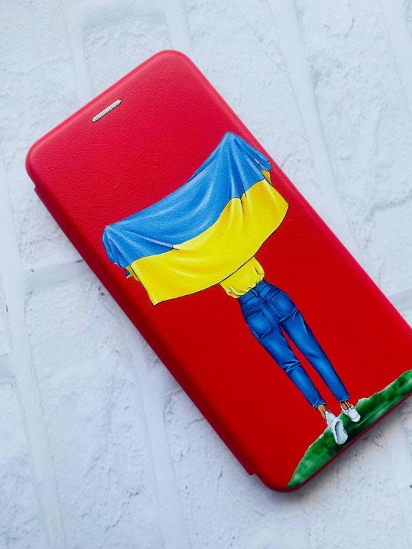 Чохол-книжка з малюнком для Samsung Galaxy A50 (2019) A505/A30s Червоний :: Дівчина з прапором (принт 263)
