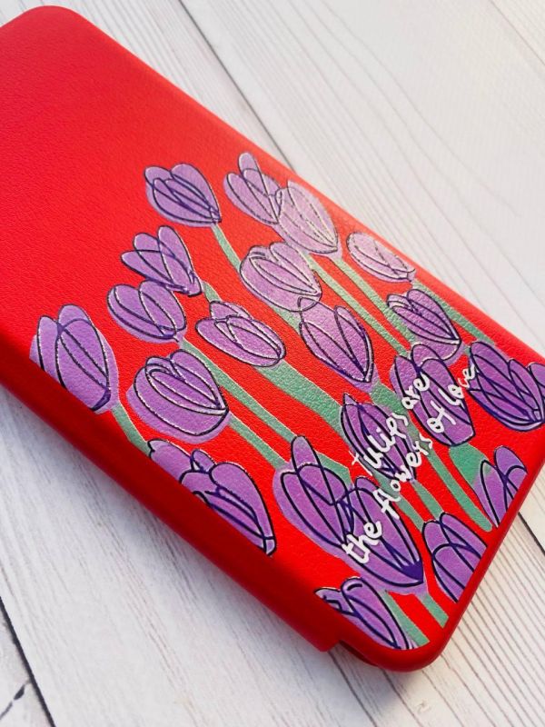 Чохол-книжка з малюнком для Xiaomi Redmi 9 Червоний;  :: Тюльпани (принт 265)