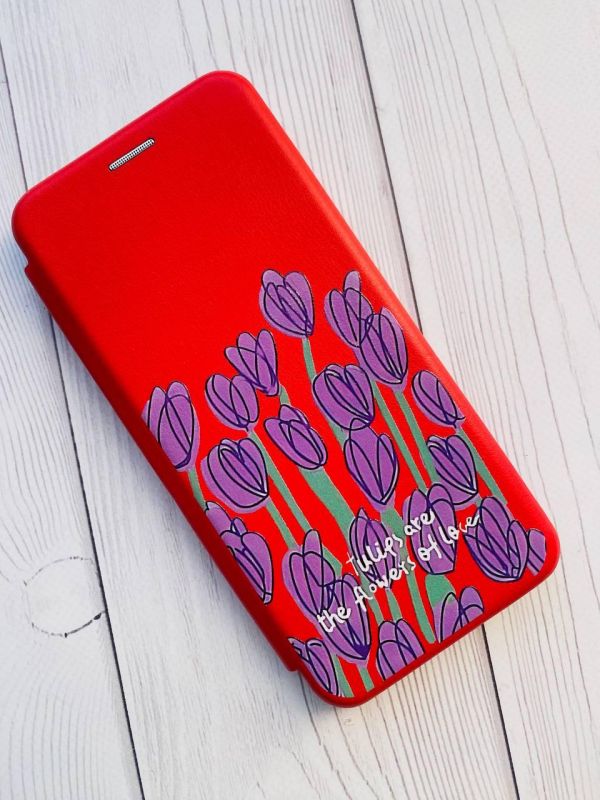 Чохол-книжка з малюнком для Samsung Galaxy A50 (2019) A505/A30s Червоний :: Тюльпани (принт 265)