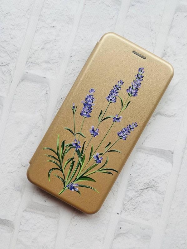 Чохол-книжка з малюнком для Samsung Galaxy A33 5G Золотий :: Гілочки лаванди (принт 266)