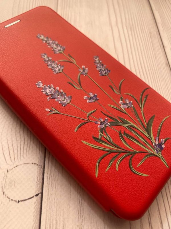 Чохол-книжка з малюнком для Xiaomi Redmi 9 Червоний  :: Гілочки лаванди (принт 266)