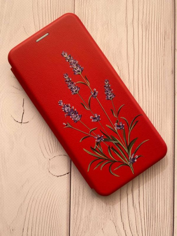 Чохол-книжка з малюнком для Xiaomi Redmi 9 Червоний  :: Гілочки лаванди (принт 266)